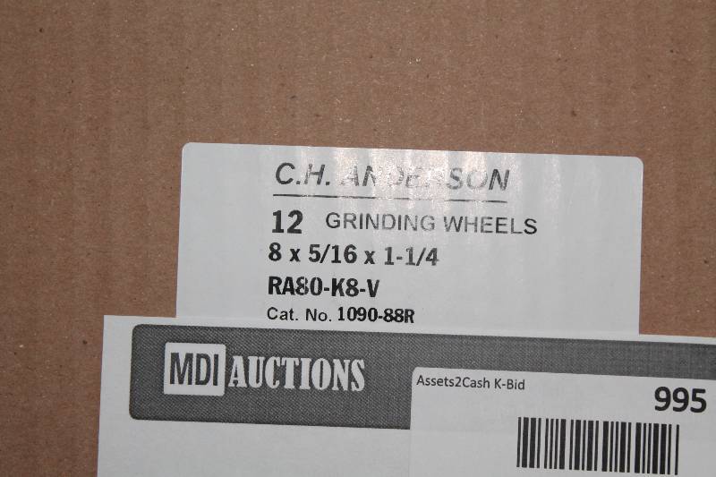 lot 995 image: Box of C.H.A. Grinding Wheels, 8 x 516 x 1 14 app. 12 ct.