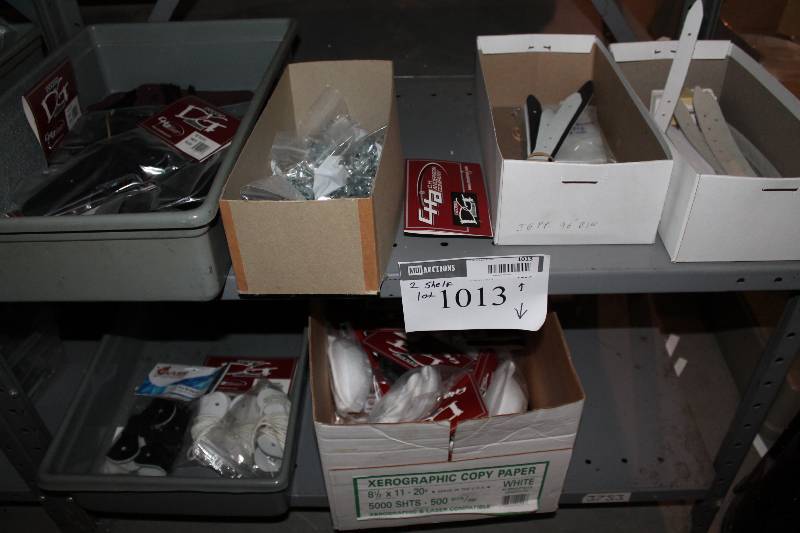lot 1013 image: Contents of (2) Shelves Including DG Gear Toe Plates Nash Toe Bridges DG Chin Cup And More.