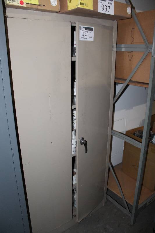 lot 44 image: Metal Cabinet wDouble Doors & Shelves Contents Not Included 17 x 36 x 72.