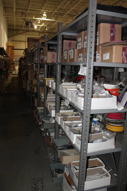 lot 41 image: Lot of (9) Metal Shelving Units 36 x 24 x 87 Contents Not Included.