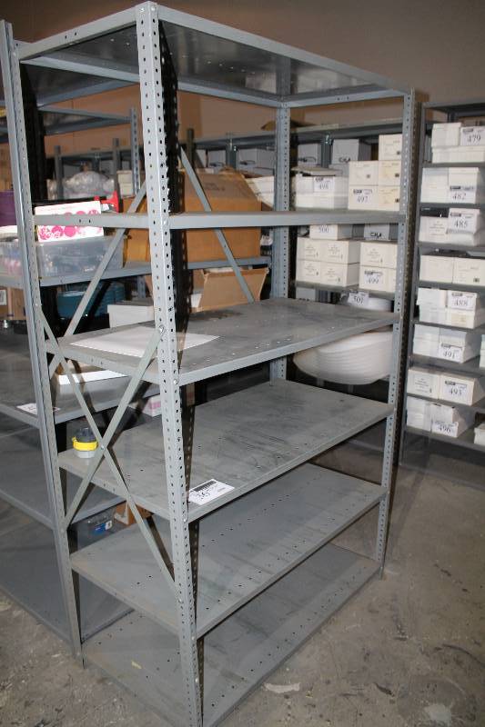 lot 36 image: Lot of (10) Metal Shelving Units 36 x 24 x 87 (9) 48 x 34 x 87 (1) Contents Not Included.