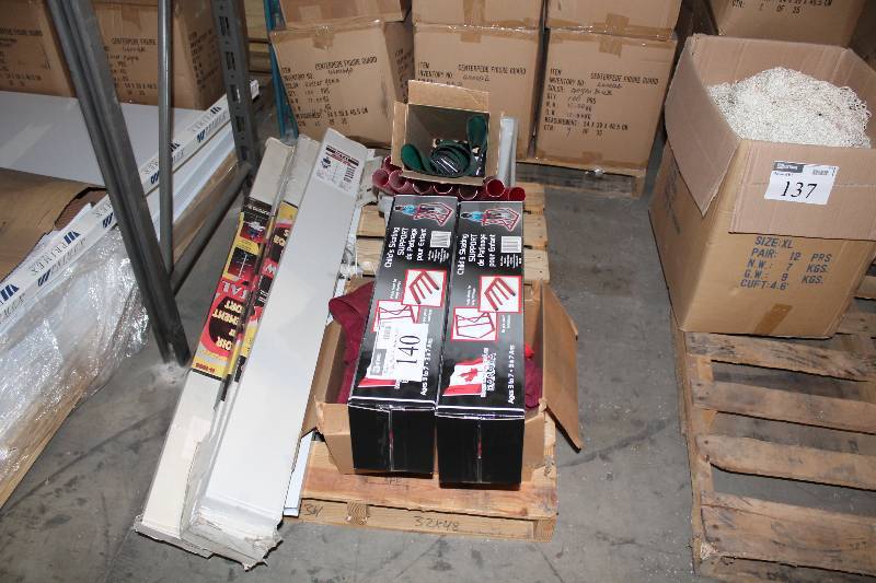 lot 140 image: Pallet Lot Including Display Rack wArms, Metal Chads Skating Support (2) Hockey Goal And More.