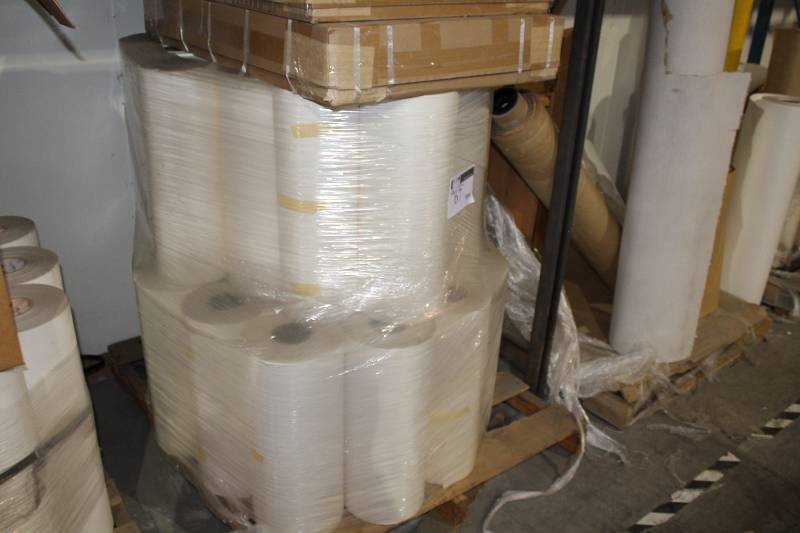 lot 67 image: Pallet of Paper Rolls Miscellaneous Sizes & Colors.