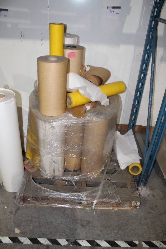 lot 60 image: Pallet Lot Including Rolls of Brown Kraft Paper And More.