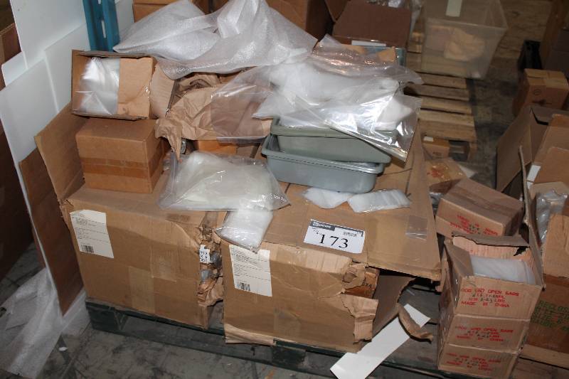 lot 173 image: Pallet Lot of Reclosable Poly Bags 4 x 6 4 x 6 x 1.5 mil.