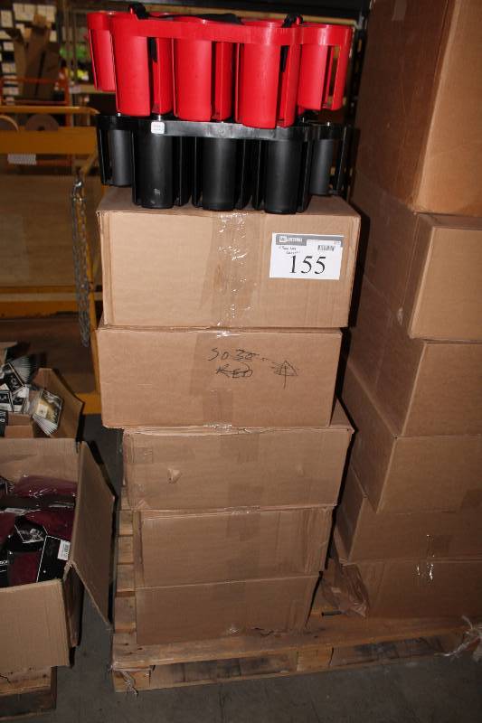 lot 155 image: Box Lot of (5) Water Bottle Cup Carriers wCarrying Strap Black & Red.