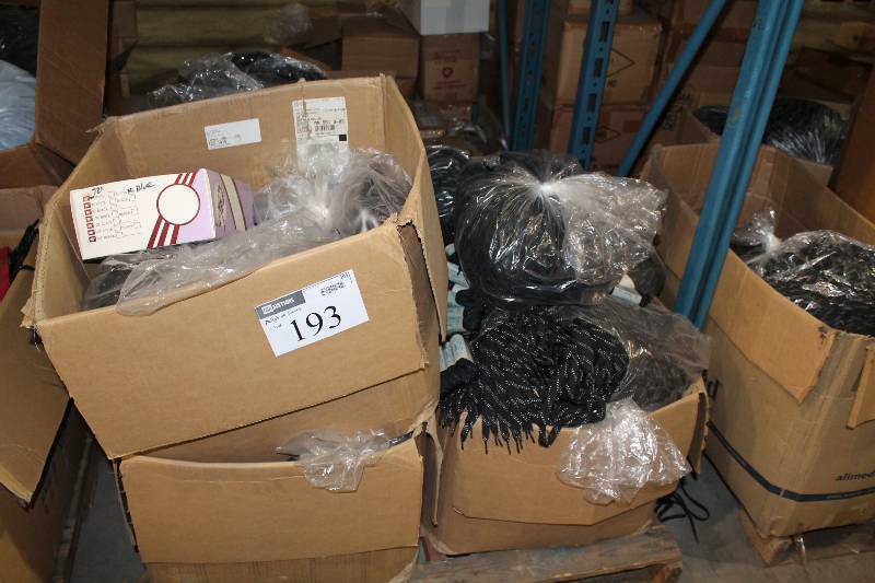 lot 193 image: Pallet Lot of Hockey Skate Laces Black 5 Boxes.