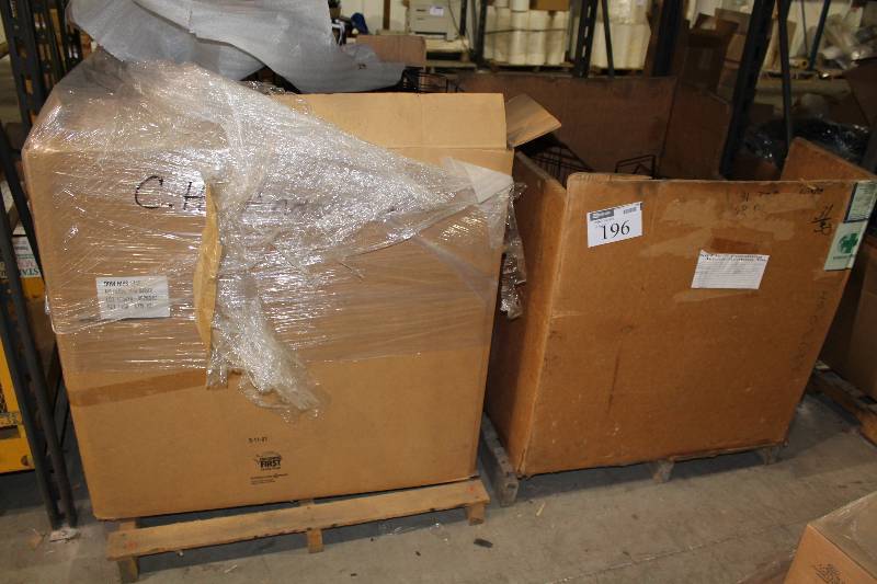 lot 196 image: Pallet Lot of Metal Displays Wire Black 2 Boxes.