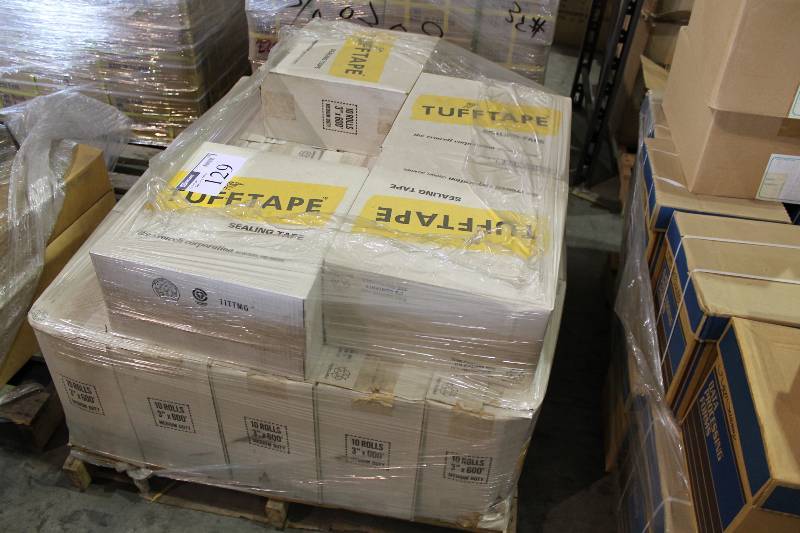 lot 129 image: Pallet of Tuff Tape Brown Sealing Tape 3 x 600.