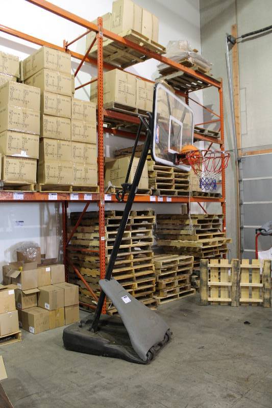 lot 14 image: Basketball Hoop wClear Back Board & Adjustable Height Base wWheels Includes Basketball.