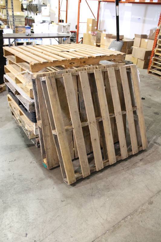 lot 114 image: Lot of (50) Wooden Pallets Miscellaneous Sizes.