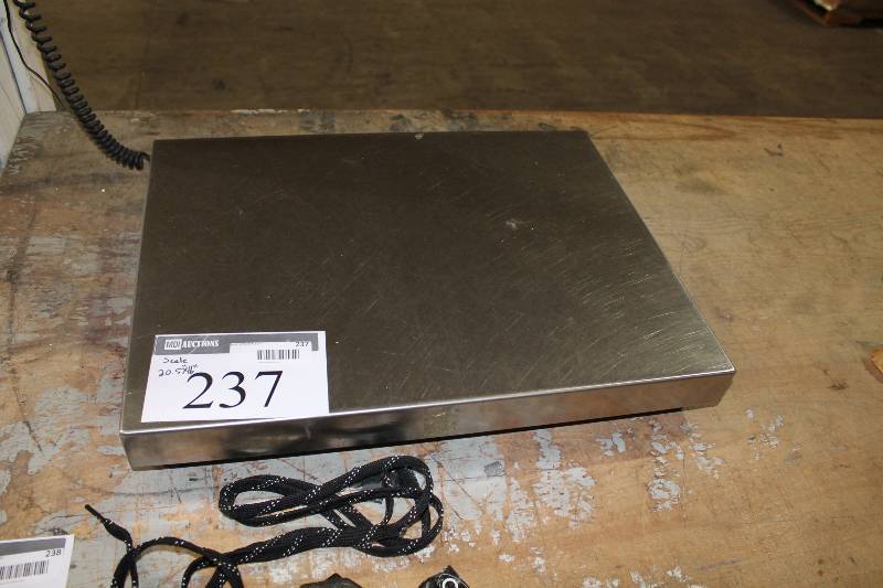 lot 237 image: Ohaus Floor Scale wWall Display Model ES100L 20 x 16 100kg x .05.