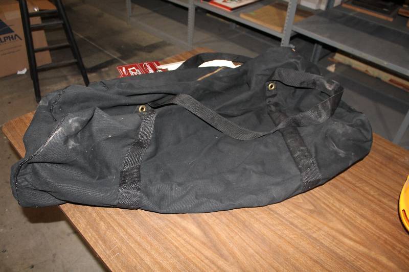 lot 1032 image: Lot of (2) Black Duffle Bags wCarrying Strap.