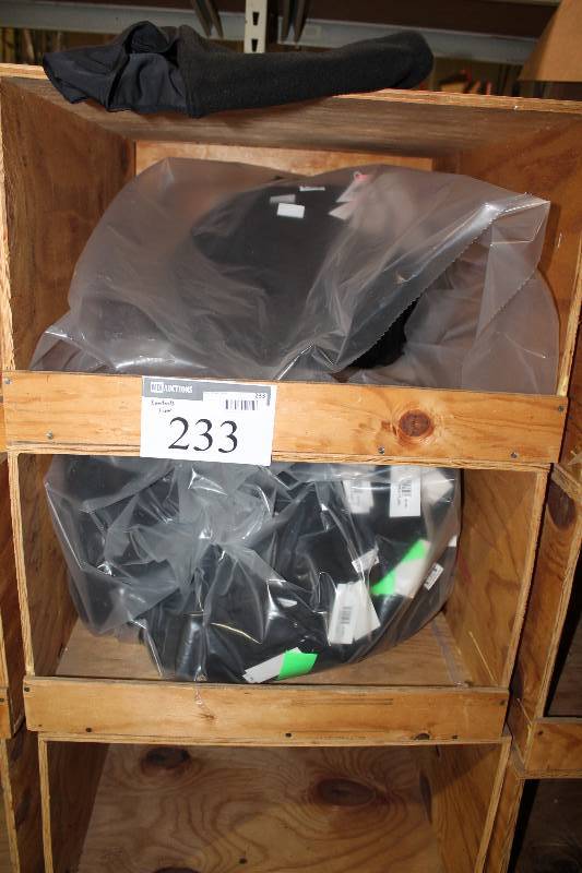 lot 233 image: Contents of Row Including Turtle Head Hat, Youth Size, Black And More.