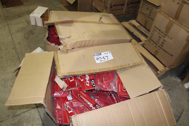 lot 257 image: Box Lot of (2) Terry Cloth Skate Guards Red Medium.