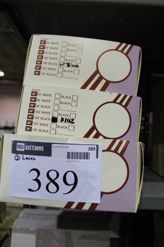 lot 389 image: Box Lot of (3) Sport Hockey Laces Black wWhite.