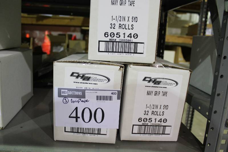 lot 400 image: Box Lot of (3) Dark Blue Grip Tape 1.5 x 5yd 32 Rolls.