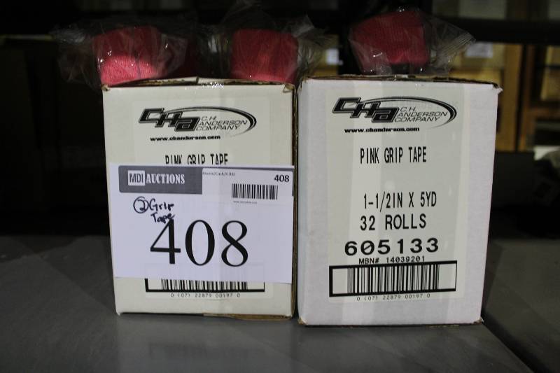 lot 408 image: Box Lot of (2) Pink Grip Tape 1.5 x 5yd 32 Rolls.