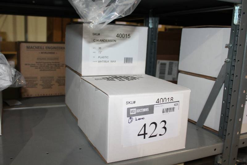 lot 423 image: Box Lot of (3) C.H.A. Hockey Laces 72 Plastic White wBlack 36perBox.
