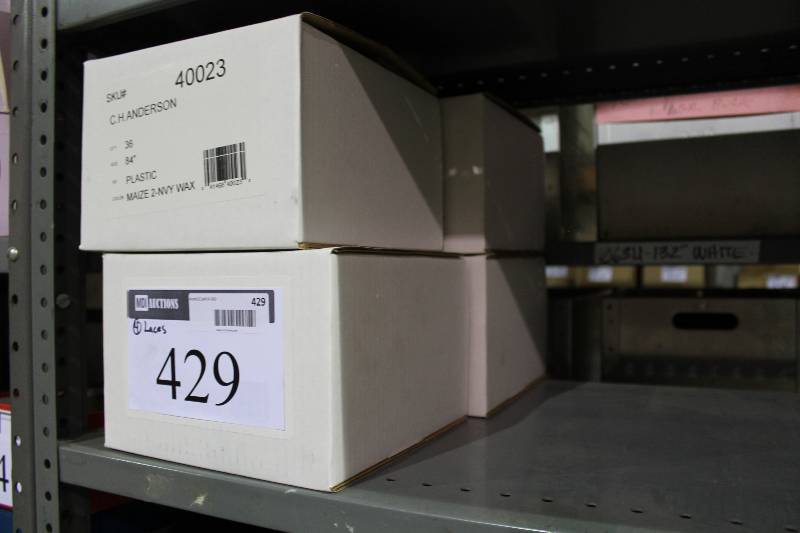 lot 429 image: Box Lot of (4) C.H.A. Hockey Laces 84 PlasticMaizeNavy Wax 36perBox.