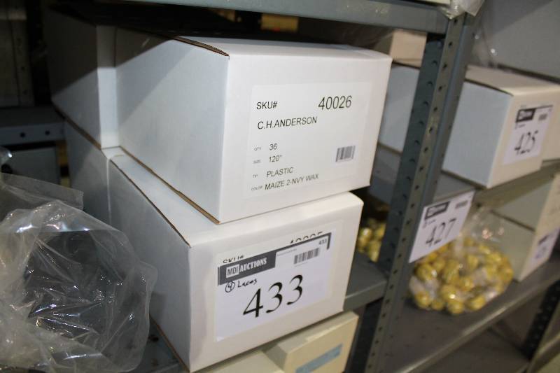 lot 433 image: Box Lot of (4) C.H.A. Hockey Laces 120 PlasticMaizeNavy Wax 36perBox.
