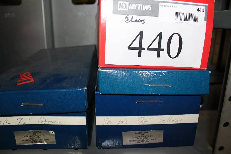 lot 440 image: Box Lot of (3) Shoe Laces 72 Yellow 72 Green And More.