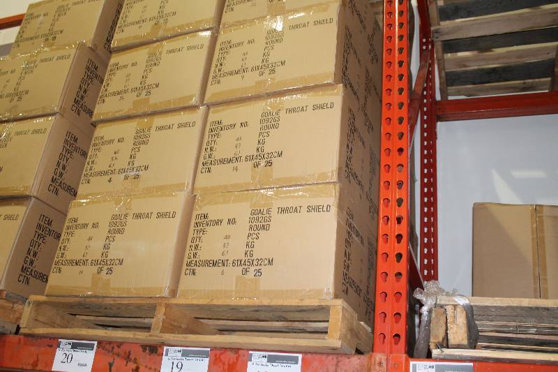 lot 18 image: Box Lot of (10) DG Goalie Throat Shields Clear app. 40perBox app. 400 Total.