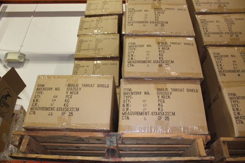lot 21 image: Box Lot of (9) DG Goalie Throat Shields Clear app. 40perBox app. 360 Total.