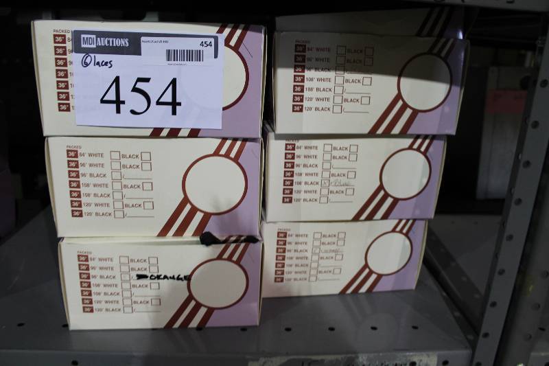 lot 454 image: Box Lot of (6) Orange 96 Hockey Laces 1 Pound Boxes.