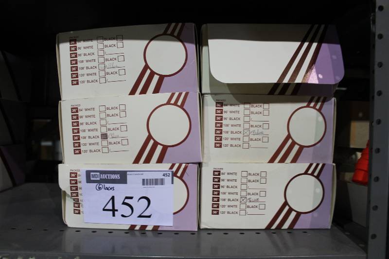 lot 452 image: Box Lot of (6) Blue 72, 36, Hockey Laces 1 Pound Boxes.