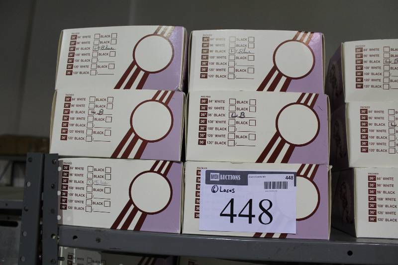 lot 448 image: Box Lot of (6) Blue 96 Hockey Laces 1 Pound Boxes.