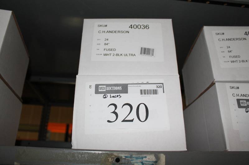 lot 320 image: Box Lot of (2) The Ultra Lace Sonic Tip Skate Lace 84 White wBlack 24perBox.