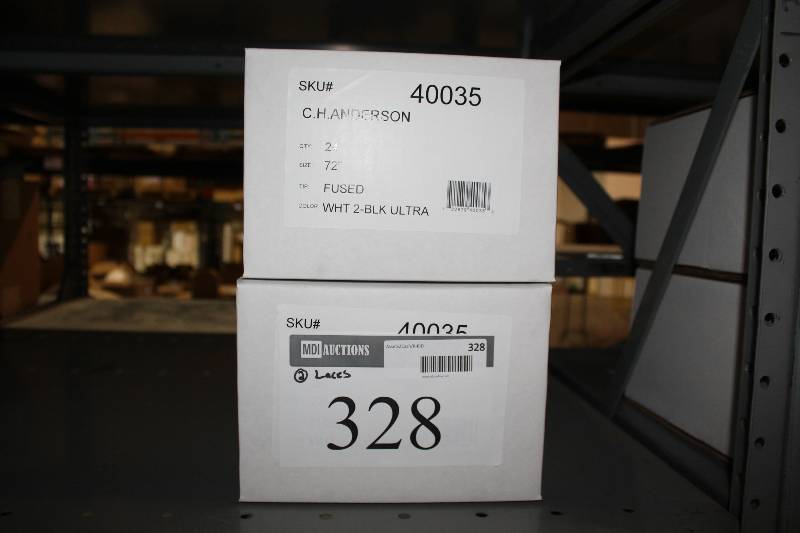 lot 328 image: Box Lot of (2) The Ultra Lace Sonic Tip Skate Lace 72 White wBlack 24perBox.