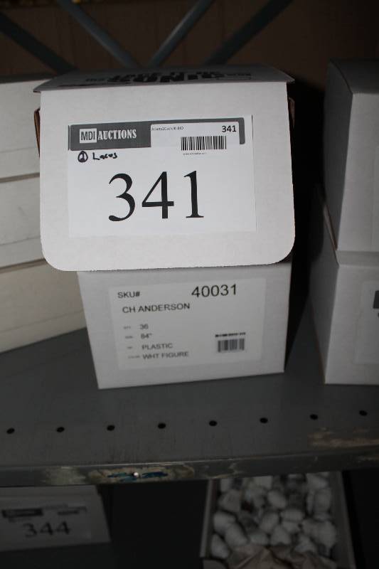 lot 341 image: Box Lot of (2) C.H.A. Hockey Laces 84 Plastic White 36perBox.