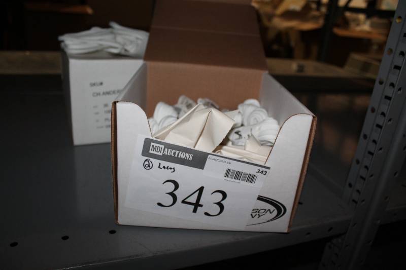 lot 343 image: Box Lot of (2) C.H.A. Hockey Laces 108 Plastic White 36perBox.
