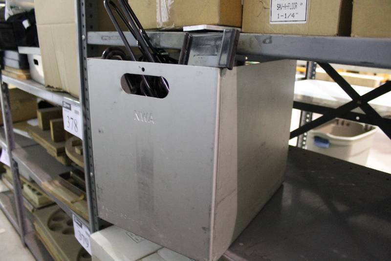 lot 373 image: Shelf Lot Including Container Coat Hangers, Black And More.