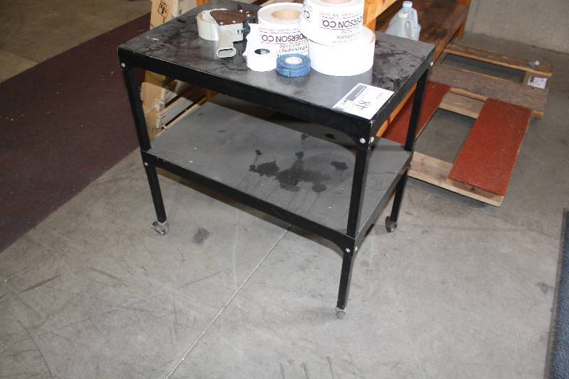 lot 48 image: Metal Shelving Unit wWheels & Lower Shelf Black 18.5 x 30 x 30.