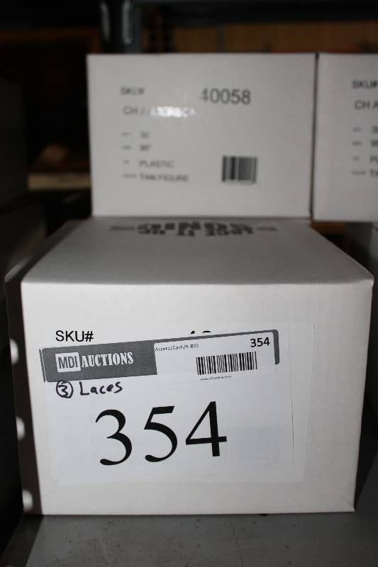 lot 354 image: Box Lot of (3) C.H.A. Figure Skating Laces Plastic 96 Tan 36perBox.