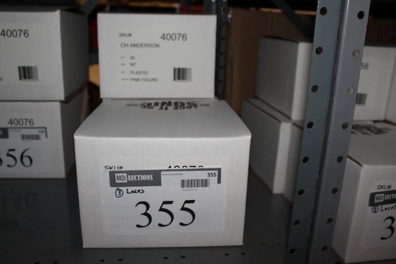 lot 355 image: Box Lot of (3) C.H.A. Pink Figure Skating Laces Plastic Tan 36perBox.