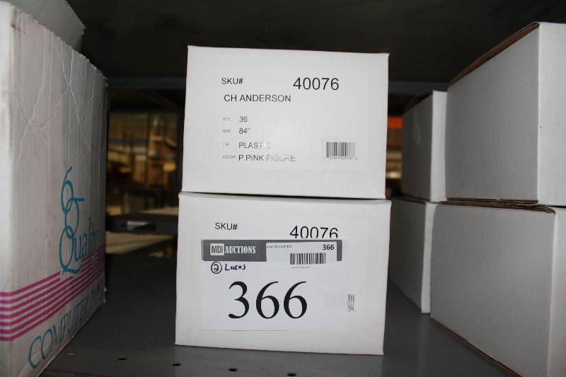lot 366 image: Box Lot of (2) C.H.A. Pink Figure Skating Laces Plastic Tan 36perBox.