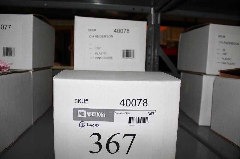 lot 367 image: Box Lot of (3) C.H.A. Pink Figure Skating Laces Plastic Tan 36perBox.