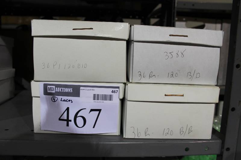 lot 467 image: Box Lot of (4) C.H.A. Wax Hockey Laces 120 BlueBlack app. 36perBox.