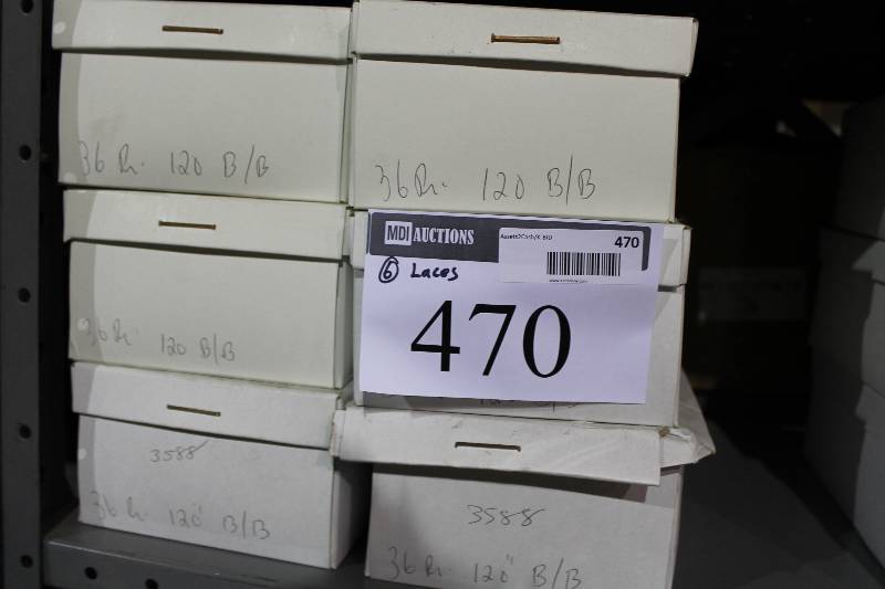 lot 470 image: Box Lot of (6) C.H.A. Hockey Laces 120 BlueBlack app. 36perBox.