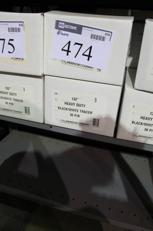 lot 474 image: Box Lot of (4) C.H.A. Heavy-Duty BlackWhite Tracer Laces, 132 36perbox.