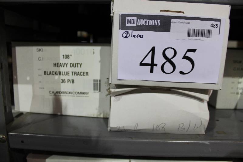 lot 485 image: Box Lot of (2) C.H.A. Hockey Laces 108 BlueBlack app. 36perBox.