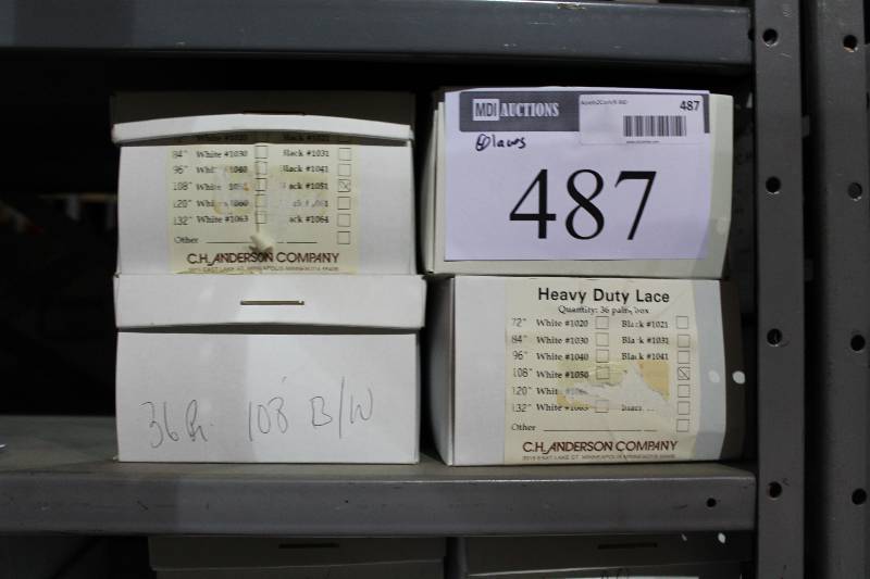 lot 487 image: Box Lot of (4) 108 Heavy-Duty Laces BlackWhit app. 36perBox.