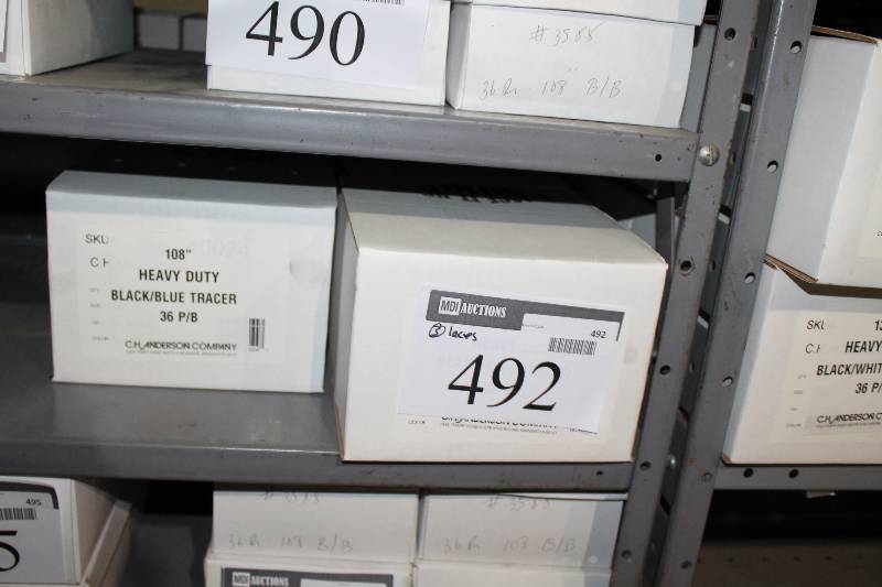 lot 492 image: Box Lot of (4) 108 Heavy-Duty Laces BlackBlue 36perBox.