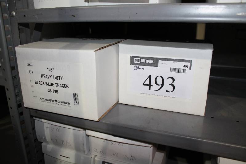 lot 493 image: Box Lot of (4) 108 Heavy-Duty Laces BlackBlue 36perBox.