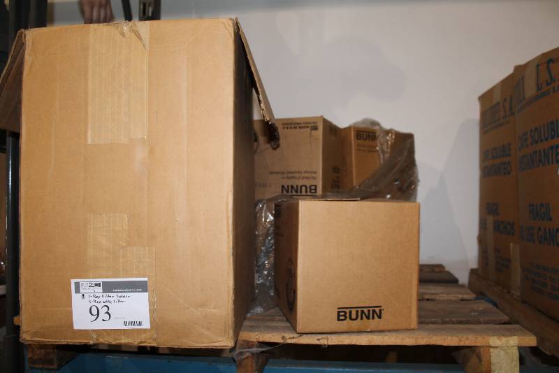 lot 93 image: Box Lot of (9) Box of Filter Holders (1) Box of Bunn Coffee Filters (8).