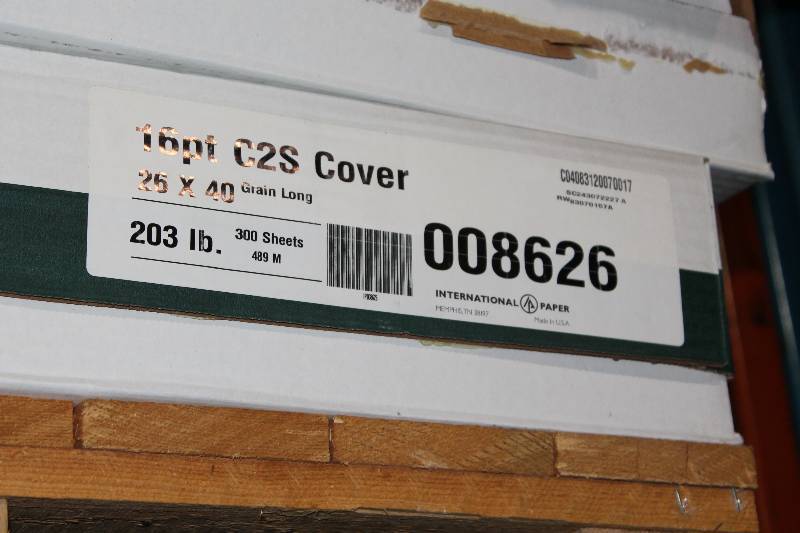 lot 54 image: Case of 16pt C2S Cover Paper 26 x 40.